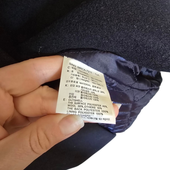 Mind Bridge Navy Blue Wool Blend OverCoat Size Large - Picture 3 of 6